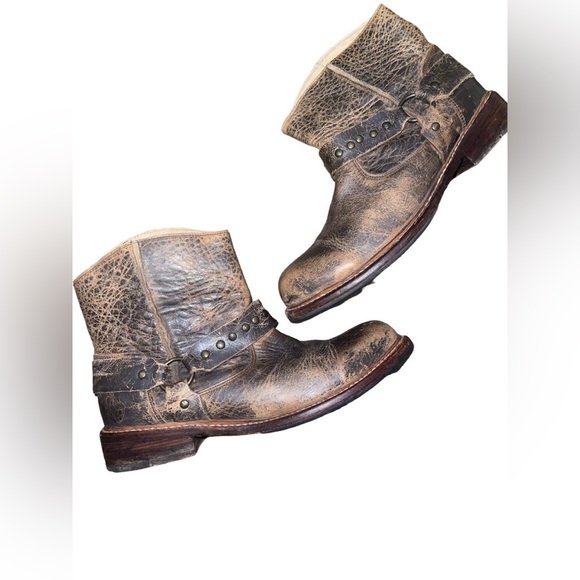 Bed Stu Shoes - Bed Stu Brown Leather Harness Boots Short Women Sz 41